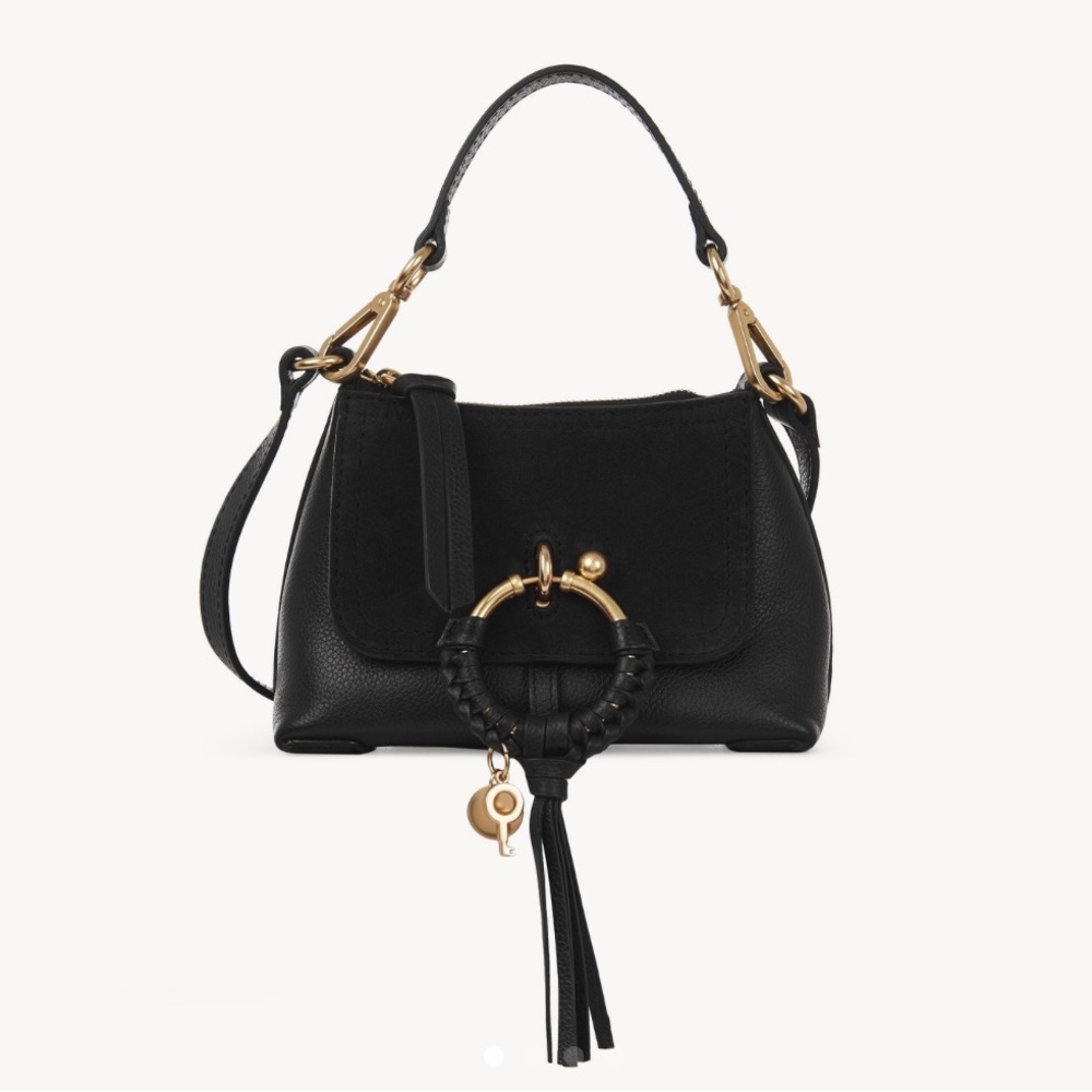 NWT | Large See By Chloe Joan Crossbody Bag | Black Leather and Suede | Dust Bag